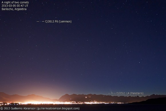Comets Pan-STARRS and Lemmon over Bariloche.Argentina on March 4, 2013. Credit and copyright: Guillermo Abramson.