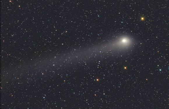 The delicate, rarefied dust tail of Comer C/2012 K5 in Dec. 2012. If Earth happens to intersects a comet's dusty orbit - as we do with Comet Thatcher every April - we witness a meteor shower. Credit: Michael Jaeger