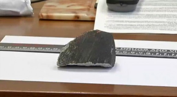 Screenshot of the meteorite that crashed through a house in Connecticut on April 19, 2013. Via NBC. 