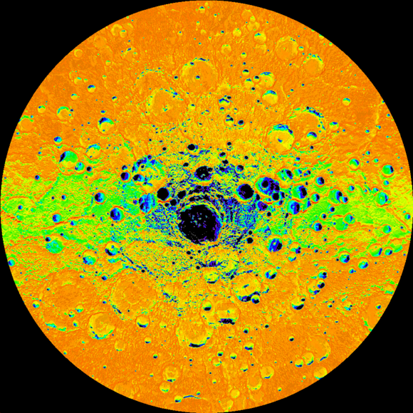 Illumination map of Mercury's south polar region (Pub. March 2012)