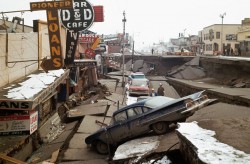 Damage in Anchorage from an earthquake on March 27, 1964. Solar activity at the time was unexceptional. (U.S. Army photo)
