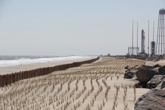 Only a few hundred feet of beach sand and a low sea wall separate the pad from the Atlantic Ocean and Mother Nature and potential catastrophe. Credit: Ken Kremer (kenkremer.com