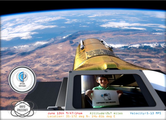 Example of an orbital 'selfie' that Planetary Resources' ARKYD telescope could provide to anyone who donates to their new Kickstarter campaign. Credit: Planetary Resources.