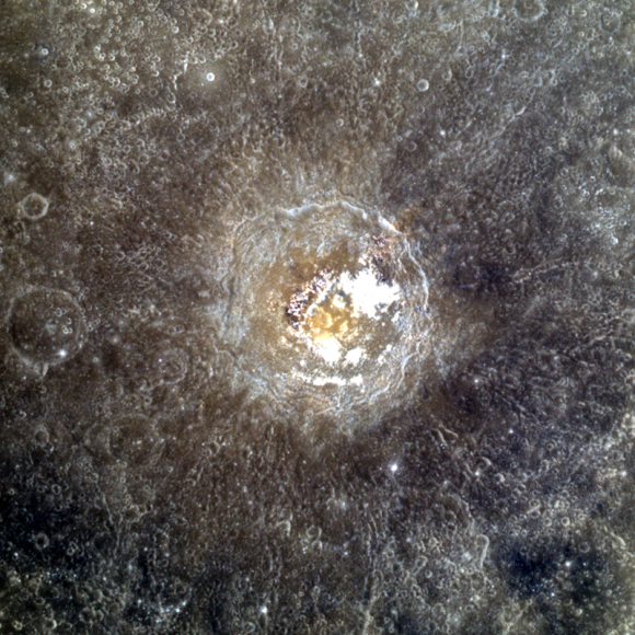 An 11-color MESSENGER targeted image of Mercury's Tyagaraja crater