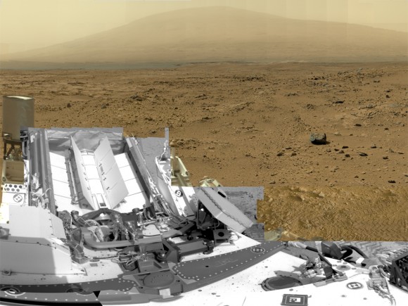 This is a cropped, reduced version of panorama from NASA's Mars rover Curiosity with 1.3 billion pixels in the full-resolution version. See full panorama below. It shows Curiosity at the "Rocknest" site where the rover scooped up samples of windblown dust and sand. Curiosity used three cameras to take the component images on several different days between Oct. 5 and Nov. 16, 2012. Viewers can explore this image with pan and zoom controls at http://mars.nasa.gov/bp1/. Credit: NASA/JPL-Caltech/MSSS