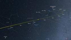 The track of Comet ISON through the constellations Gemini, Cancer and Leo prior to perihelion. (Credit: NASA/GSFC/Axel Mellinger).