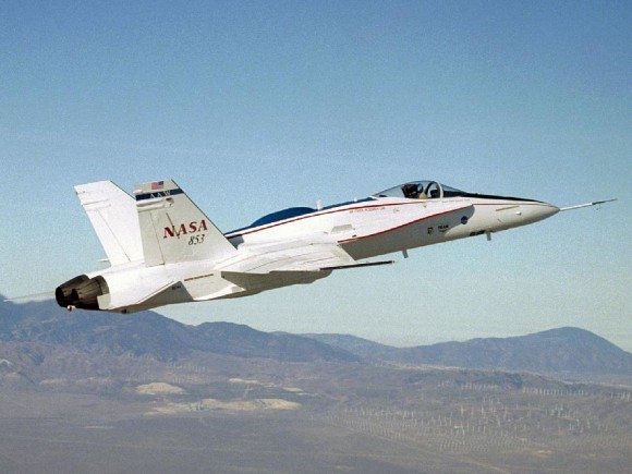 One of NASA's fleet of high-performance F-18 aircraft. (Credit: NASA).