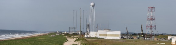 Two rocket salvo comprising a Black Brant V (left) and a Terrier-Improved Orion (right) sit ready to launch as part of the Daytime Dynamo mission in this panoramic view from NASA Wallops Flight Facility at Virginia’s Eastern Shore. Credit: Ken Kremer