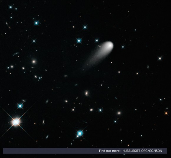 Comet ISON seen against a background of stars and galaxies (Source: /hubblesite.org)