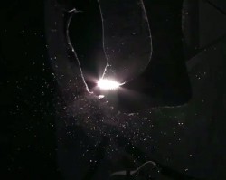 A spray of dead skin flakes comes off with every sock (screenshot)