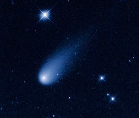 A false-color, visible-light image of Comet ISON taken with Hubble's Wide Field Camera 3. Credit: NASA, ESA, and the Hubble Heritage Team (STScI/AURA)