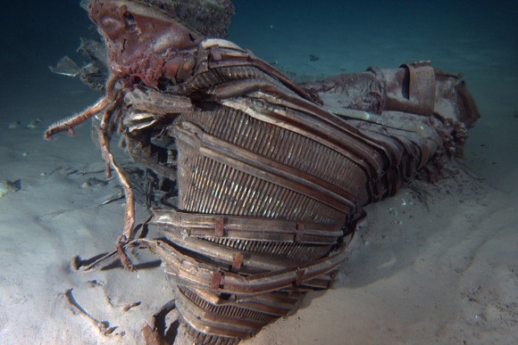 Saturn V F-1 Engine Nozzle recovered from the floor of the Atlantic Ocean. Credit: Jeff Bezos Expeditions