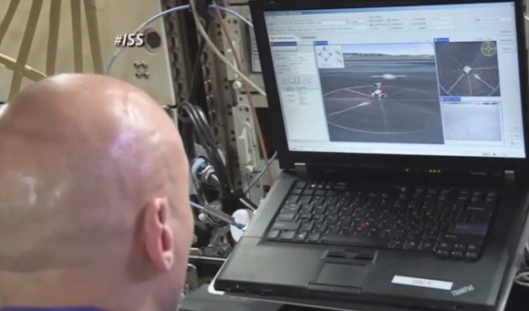 Luca Parmitano controlled the K-10 rover from space on July 26, 2013. Credit: NASA Television (screencap)