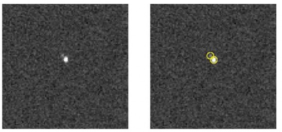 New Horizons LOng Range Reconnaissance Imager (LORRI) composite image showing the detection of Pluto’s largest moon, Charon, cleanly separated from Pluto itself. (Credit: NASA/Johns Hopkins University Applied Physics Laboratory/Southwest Research Institute)