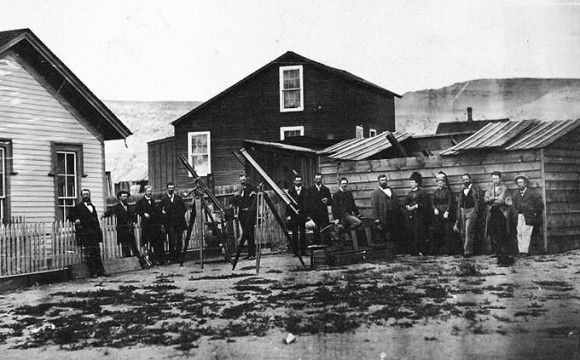 Draper's eclipse expedition to Wyoming during the summer of 1878. Note Thomas Edison standing with arms folded, second from the right. (Credit: the Carbon County Museum).