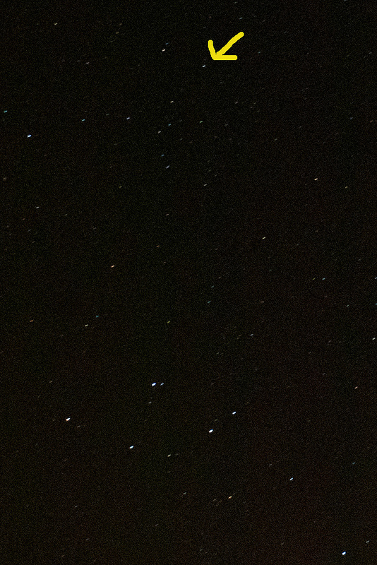 Nova in Delphinus from Ottawa, Canada on August 14, 2013. 13 second exposure under heavy light pollution with Nikon D80. Credit and copyright: Andrew Symes