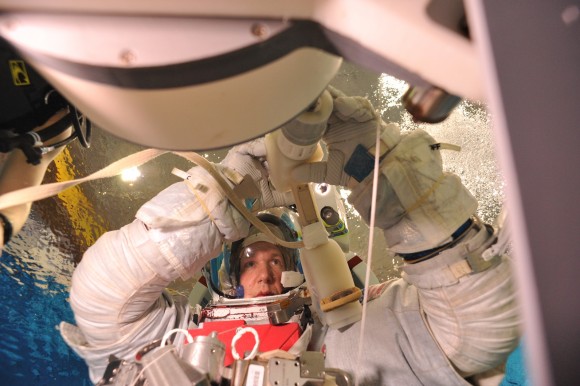 Safety in spaceflight comes from working the procedures in training so often that responses become automatic, says German astronaut Alexander Gerst, shown here during spacewalk training. Credit: NASA