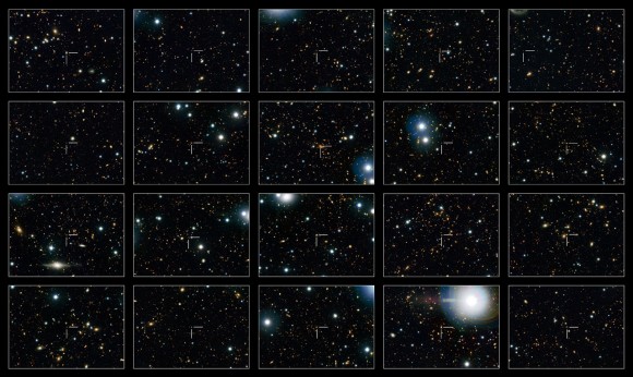 This image shows 20 of the quenched galaxies — galaxies that are no longer forming stars — seen in the Hubble COSMOS observations. Each galaxy is identified by a crosshair at the centre of each frame.  Quenched galaxies in the distant Universe are much smaller than those seen nearby. It was thought that these small galaxies merged with other smaller, gas-free galaxies to grow bigger, but it turns out that larger galaxies were 