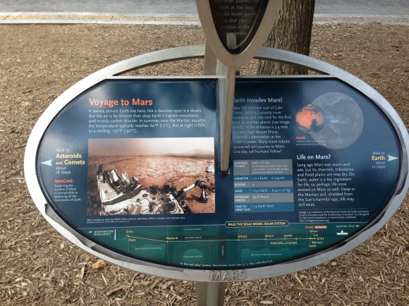 A mosaic by the Mars Science Laboratory Curiosity rover, assembled by Ken Kremer and Marco Di Lorenzo is now part of the permanent Solar System Exhibit outside the National Air and Space Museum on the US National Mall in Washington, D.C. Image courtesy Ken Kremer.