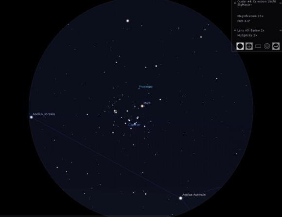 Mars on September 8th. (Created by the author using Stellarium).