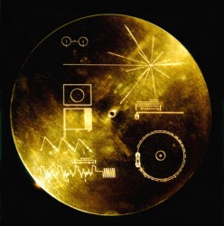 The famous "Golden Record" carried aboard both Voyager 1 and 2 contains images, sounds and greetings from Earth. (NASA)
