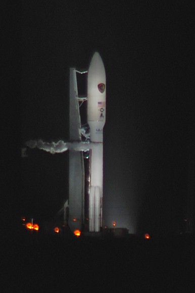 Awaiting its mission on Space Launch Complex 41, the Atlas 5 - 531/AEHF-3 stands ready as the weather slowly cleared. Credit and copyright: John O'Connor/nasatech.net,