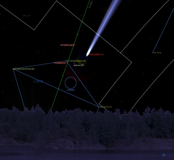 Looking east before dawn on the morning of November 23rd. (Created by the author using Starry Night Education software).