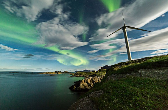 Aurorae dance across the sky and among the clouds over Norway on September 28, 2013. Credit and copyright: Frank Olsen. 