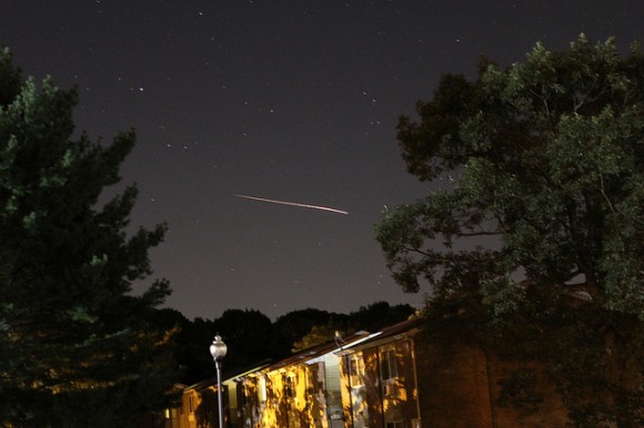 LADEE spacecraft launching to the moon, as see on the roadside by Mount Olive, New Jersey. Credit and copyright: Scott MacNeill.