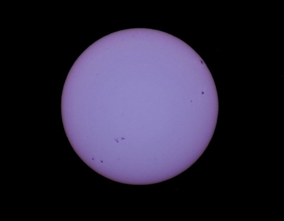 Sunspot activity as of October 28th... will it stay active until this weekend's eclipse? (Photo by author).