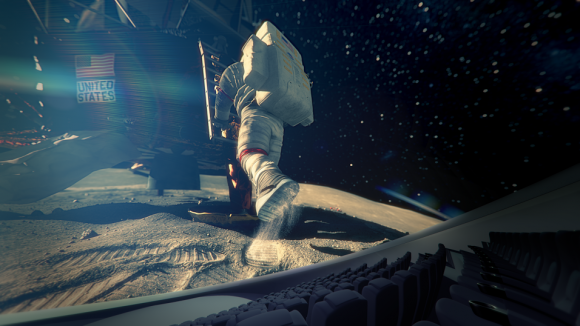 Screenshot from "Back To The Moon For Good", a dome show from the Google Lunar XPRIZE. The show covers the history of lunar exploration with an emphasis on the XPRIZE teams planning to make robotic journeys there themselves. Credit: Google Lunar XPRIZE