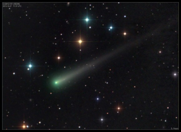 Color image of Comet ISON on October 27, 2013. Credit and copyright: Damian Peach. 