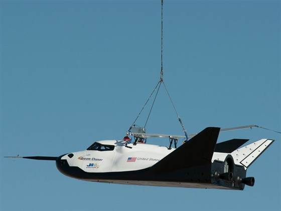 Sierra Nevada Dream Chaser engineering test article in flight during a captive-carry test this past summer. Credit: NASA