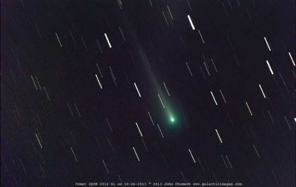 Comet ISON Nucleus on October 26, 2013 at 9:43 - 10:27 U.T. Taken with QHY8 CCD & Homemade 16" Newtonian telescope. A total of 40 minutes of exposure (20 x 120 second exposures). Credit and copyright: John Chumack/Galactic Images.