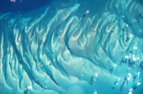 "Blue liquid silk folds and unfolds in the #Caribbean." European Space Agency astronaut Luca Parmitano, Oct. 16, 2013. (Twitter)