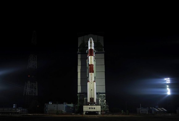 It’ s a Mind-Blowing Midnight Marvel ! Fueled PSLV rocket and India’s Mars Orbiter Mission (MOM) awaits Nov. 5 blastoff. Credit: ISRO. Watch ISRO’s Live Webcast
