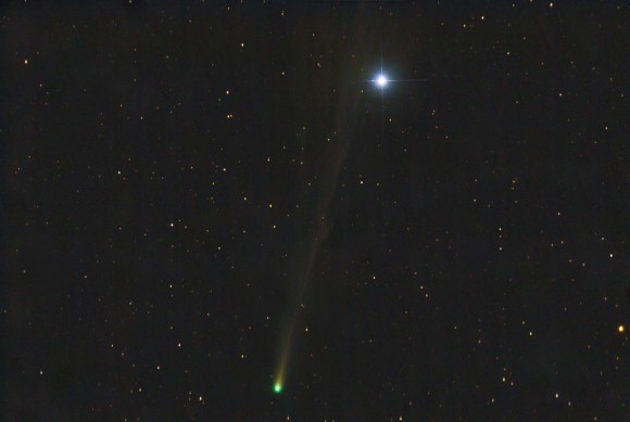 Comet ISON and Spica together during Full Moon on November 18, 2013, seen from Payson, Arizona. Credit and copyright: Chris Schur.