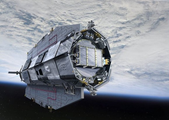 Artist rendition of the GOCE Satellite in orbit.  Credit:  ESA