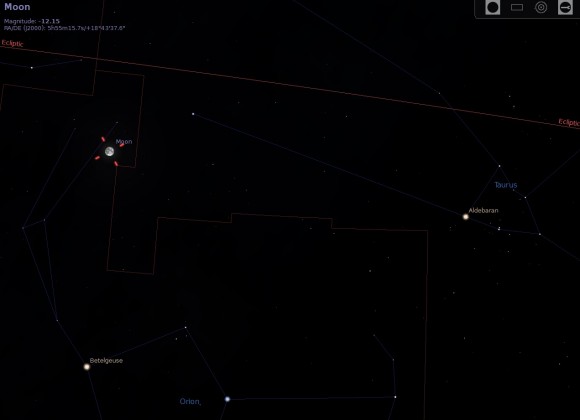 Moon crossing Orion.