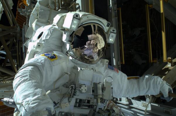 NASA astronaut Mike Hopkins during his first spacewalk on Dec. 21, 2013 during Expedition 38. He tweeted the next day: "Wow . . . can't believe that is me yesterday. Wish I could find the words to describe the experience, truly amazing." Credit: NASA