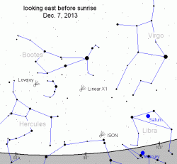 Where to find comet Lovejoy in the morning sky, Dec. 7 (via spaceweather.com)