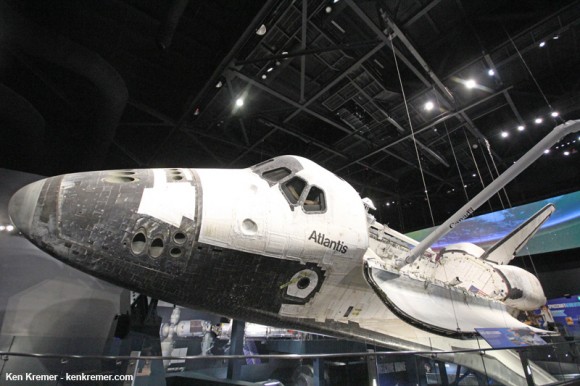 Space Shuttle Atlantis permanent display at Kennedy Space Center Visitor Complex, Florida. Credit: Ken Kremer - kenkremer.com