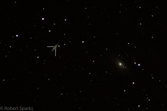 Supernova in M82 taken Jan 22, 2014 with Canon 60D, EF 75-300mm zoom lens at 300mm and f/5.6, ISO5000 for 30 seconds on an iOptron Skytracker. Credit and copyright: Robert Sparks.