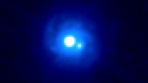 A Hubble Space Telescope image of the gravitational lensing of B0218+357. Credit: NASA/ESA and the Hubble Legacy Archive.