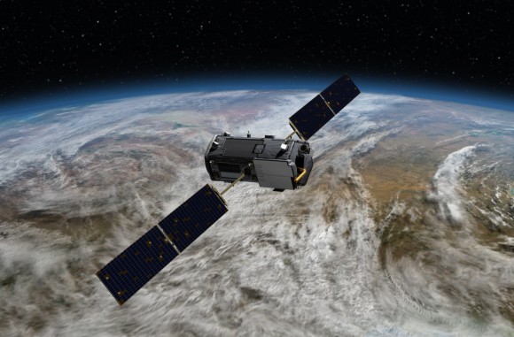 Artist's conception of NASA's Orbiting Carbon Observatory, which will examine carbon dioxide in the atmosphere (and its effect on climate change) after an expected launch in July 2014. Credit: NASA