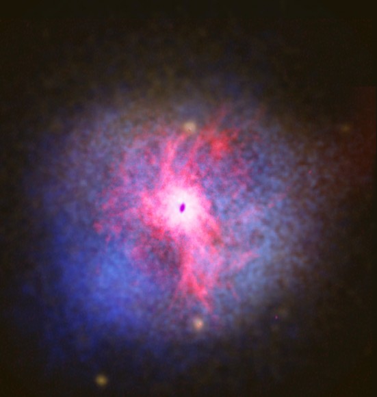 Multi-wavelength view of the elliptical galaxy NGC 5044. Credit: Digitised Sky Survey/NASA Chandra/Southern Observatory for Astrophysical Research/Very Large Array (Robert Dunn et al. 2010)