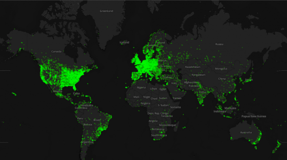 A global map showing where all the volunteers are based. Image Credit: Zooniverse