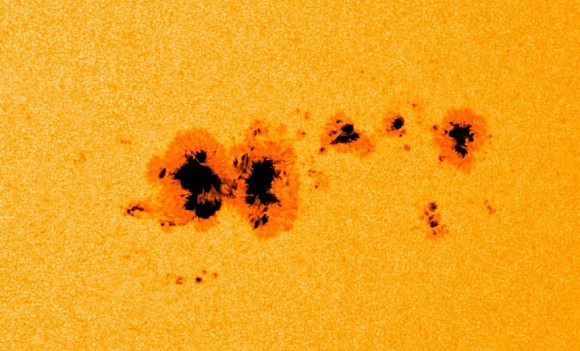 Close up of AR 1967 photographed by the Solar Dynamics Observatory at 8:45 p.m. CST Feb. 4, 2014. Credit: NASA