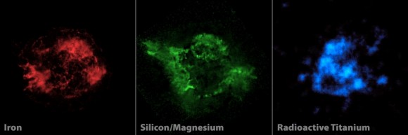 Previous imaging with Chandra (left, middle) is combined with new data from NuSTAR (right) to make a complete image of a supernova remnant. (NASA/JPL-Caltech/CXC/SAO)