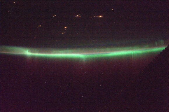 The aurora or northern lights over Siberia. Photo taken by Expedition 38 JAXA astronaut Koichi Wakata in 2014 from the International Space Station. Credit: Koichi Wakata (Twitter)